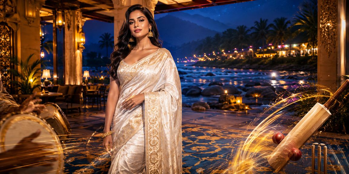সিলেটে শাড়ি পরা মডেলের সাথে ক্রিকেট বেটিং প্রোমোশন